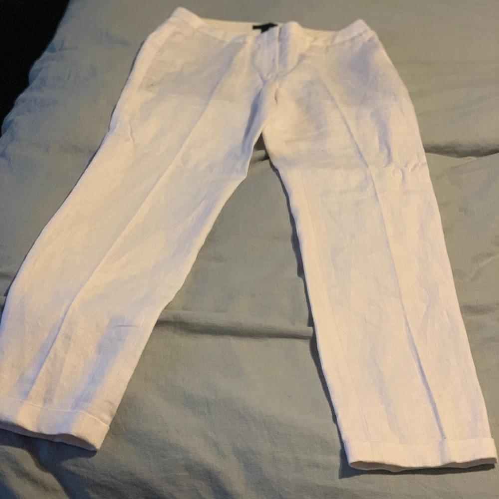 JCrew white linen pants size 2. Worn twice